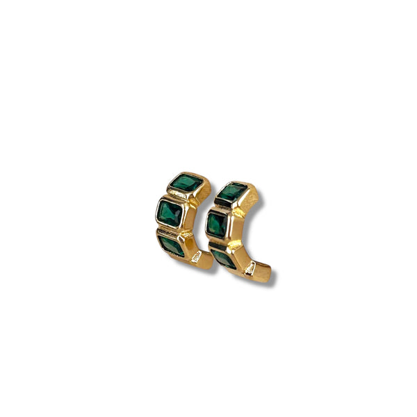 Emerald Gold Filled Drop Stud Earrings