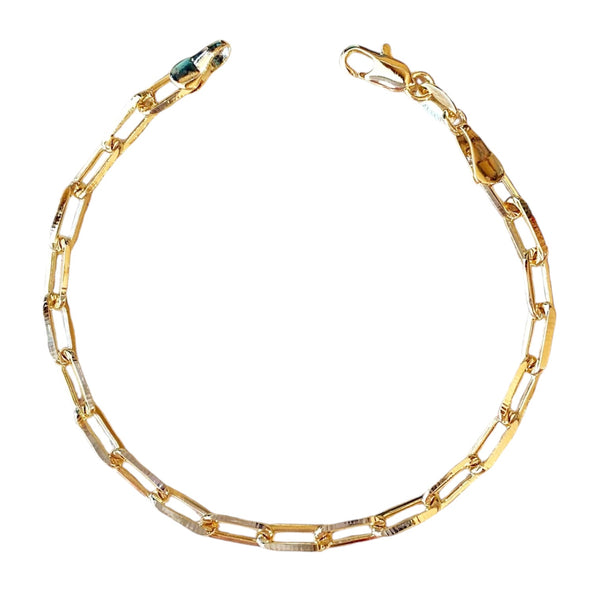 Gold Filled Rectangle Paperclip Chain Bracelet