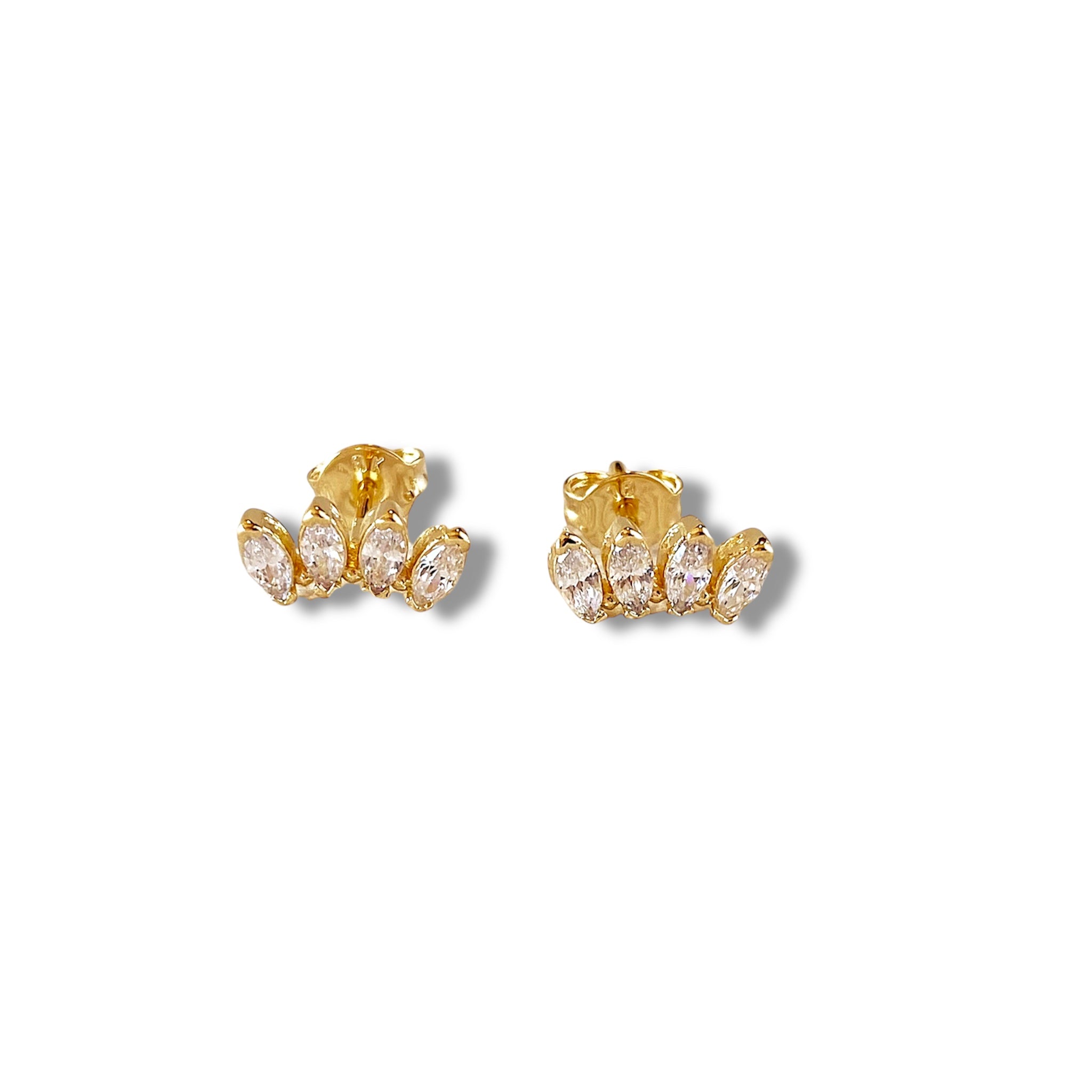 Gold Filled Four Row Stud Earrings