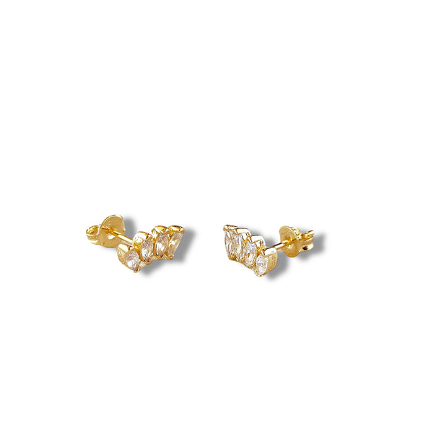 Gold Filled Four Row Stud Earrings