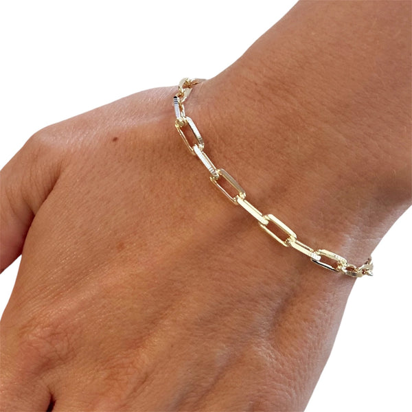 Gold Filled Rectangle Paperclip Chain Bracelet