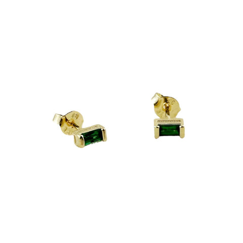 Emerald Gold Filled Stud Earrings (Stone of Eternal Love / May Birthstone)