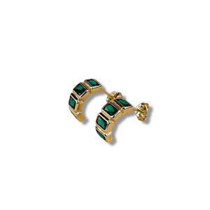 Emerald Gold Filled Drop Stud Earrings